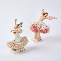 A Dresden Porcelain Ballerina Figurine And Dancer Figurine