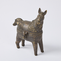 A Vintage Indian Dhokra Horse Trinket Box