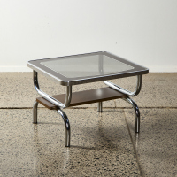 A Mid Century Tubular Chrome & Glass Side Table