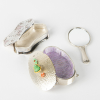 A set of two Korean Jewellery Silver boxes+A small handle mirror