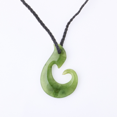 Pounamu Hei Matau Pendant on Black Cord - Near New