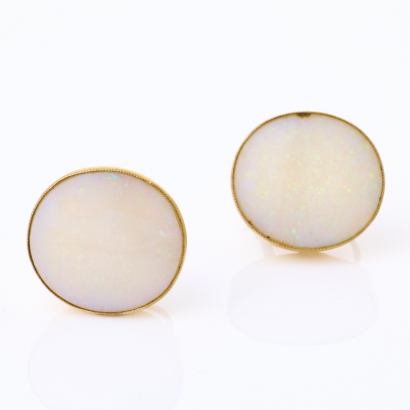 9ct Yellow Gold, Vintage, Opal, Screw-on Earrings