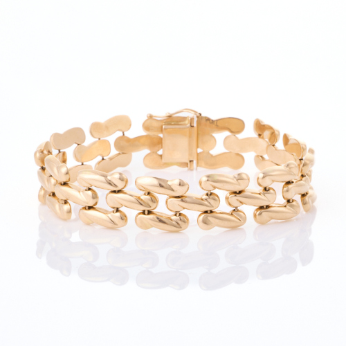 14ct Rose Gold, 20cm, Hollow Link Flexible Bracelet