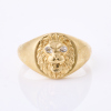 9ct Yellow Gold, .015ct Diamond Set Lion Signet Ring