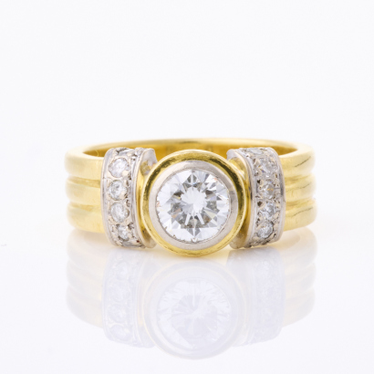 18ct Yellow / White Gold, Modern, .78ct Diamond Ring