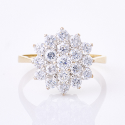 9ct Yellow Gold, Cubic Zirconia Cluster Ring