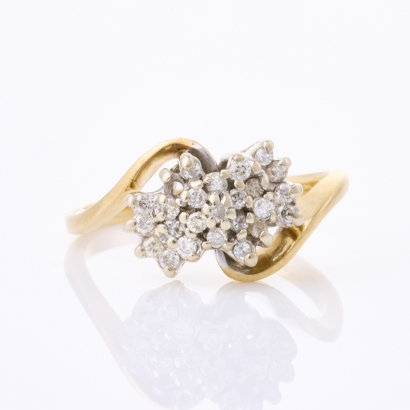 14ct Yellow Gold, Traditional, .22ct Diamond Cluster Ring