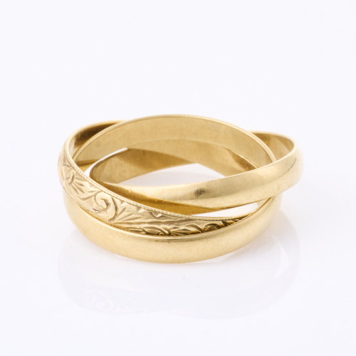 9ct Yellow Gold, Three Band Ring, Size M