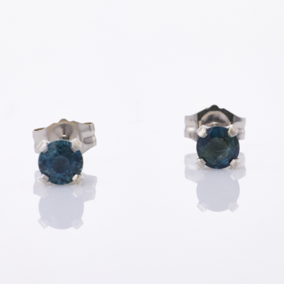 14ct White Gold, 3.7mm, Blue Sapphire Stud Earrings