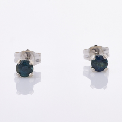 14ct White Gold, 3.4mm, Blue Sapphire Stud Earrings