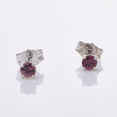 14ct White Gold, 3.0mm, Pink Sapphire Stud Earrings