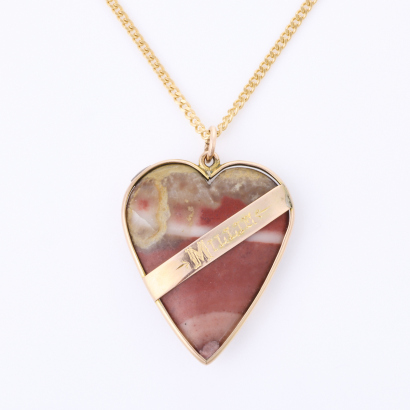 9ct Yellow Gold, Jasper Pendant on 14ct Yellow Gold Chain