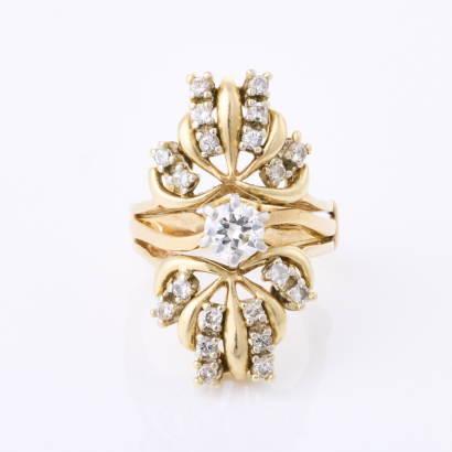 14ct Yellow Gold, Modern, .80ct Diamond Ring