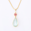 18ct Yellow Gold, Aquamarine / Tourmaline Pendant on 14ct Yellow Gold Box Chain