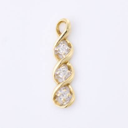 10ct Yellow Gold, Three Stone .06ct Diamond Pendant