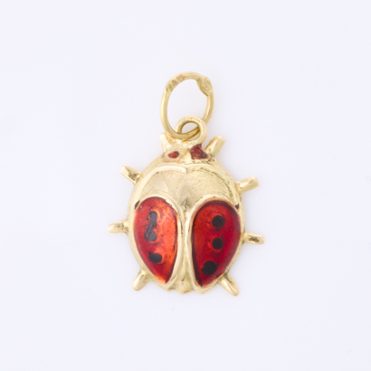 14ct Yellow Gold, Lady Bug Enamel Pendant