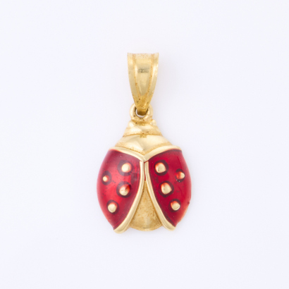 14ct Yellow Gold, Lady Bug Enamel Pendant