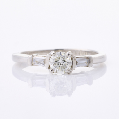 Platinum, Modern, Three Stone, .36ct Diamond Ring