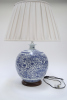 A blue and white porcelain table lamp