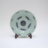 A Chinese mid-Qing dynasty celedone glazed blue and white plate