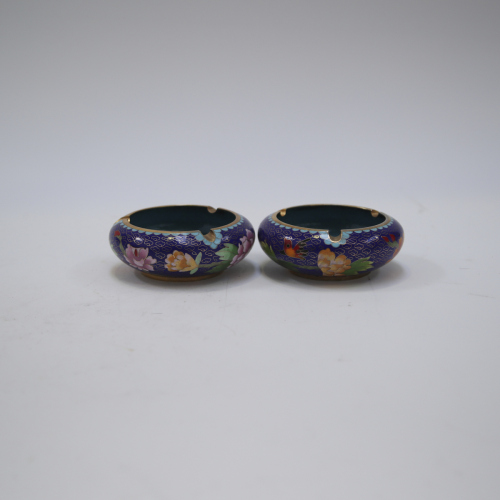 Two Chinese cloisonn small ashtrays