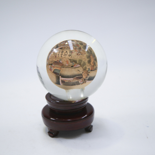 A Chinese 20th-century inside-painted 'landscape' glass ornament