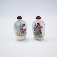 A Chinese 20th-century inside- painted 'lady figural' glass snuff bottle