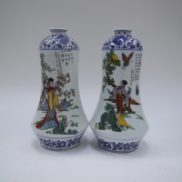 A pair of Chinese 20th century painted 'lady figural' large vases