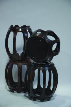 Four Chinese hardwood drum stools