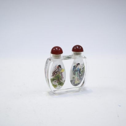 A Chinese inner-painted ' ladies' double-bodied design snuff bottle