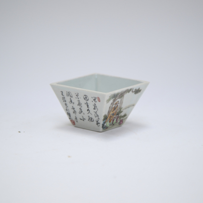 A Chinese famille rose " figural' square cup (Wangqi stamp)