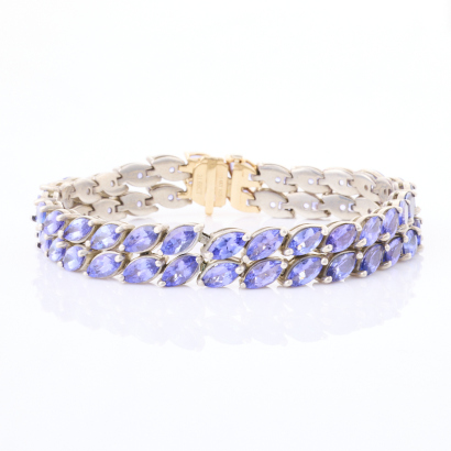 Sterling Silver / 14ct Yellow Gold, 29.54ct Tanzanite Bracelet