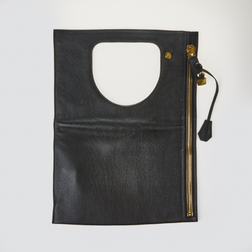 Tom Ford Alix Fold Over Black Leather Clutch Bag