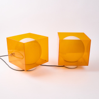 A Pair Of Late 1960s Vintage Orange Table Lamps