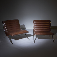 A Pair of Italian Vintage Leather Lounge Seats