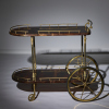 An Aldo Tura Milano Italy Lacquered Goatskin and Brass Bar Cart on Wheels - 3