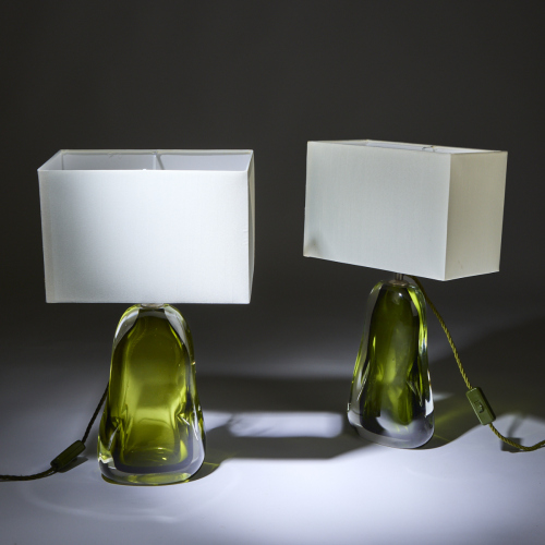 A Pair of Porto Romana Glass Lamps