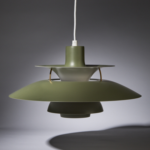 A Louis Poulsen PH5 Pendant Light in Khaki Green by Poul Henningsen