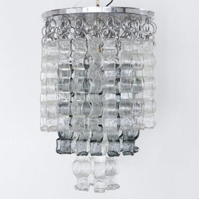 A 1970s Hanging Glass Chandelier by Mazzega