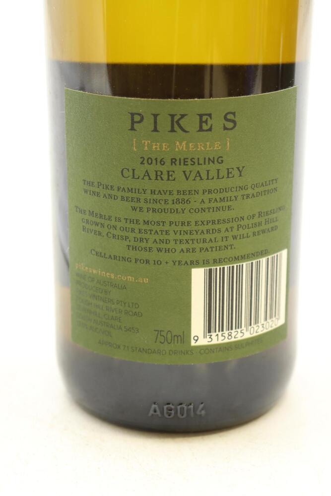 (1) 2016 Pikes 'The Merle' Reserve Riesling, Clare Valley [JO95]