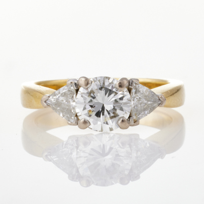 18ct Yellow / White Gold, 1.36ct Three Stone Diamond Ring