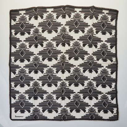 Jacqmar, Square Silk Scarf with Black and White Abstract Print, 68 cm x 67 cm
