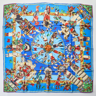 Herm&egrave;s, Kachinas 100% Silk Scarf with Box