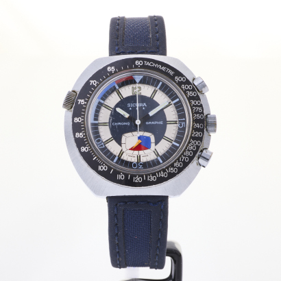 Stainless Steel, Vintage, 44.4mm Sicura, Chronograph Wristwatch, circa 1970's