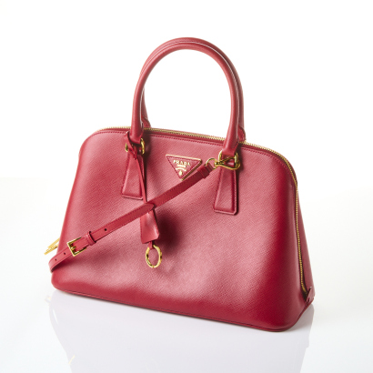 Prada, Red Saffiano Promenade Bag