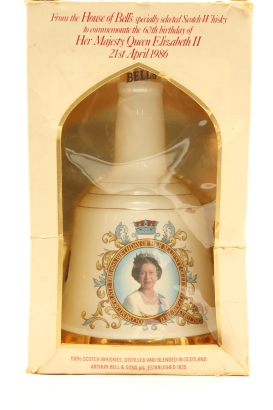 (1) 1986 Bell's Special Edition Celebration of the 60th Birthday of Her Majesty Queen Elizabeth II on 21st April 1986 in Ceramic Decanter, 500ml (GB)