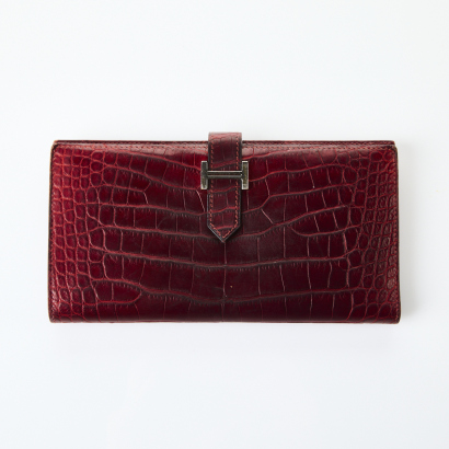 Herm&egrave;s Crocodile Bearn Wallet with Box