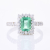 14ct White Gold, Modern, .86ct Emerald / Swarovski Cubic Zirconia Ring