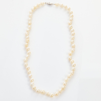 Cultured Baroque, 66cm White Pearl Strand Necklace with Silver Clasp