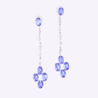 Platinum, Modern, 4.40ct Tanzanite / .37ct Diamond Earrings